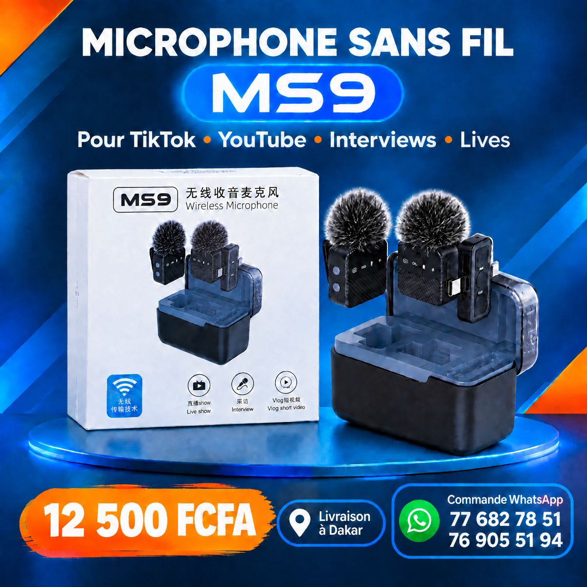 Microphone Sans Fil MS9 – Qualité Sonore Fiable